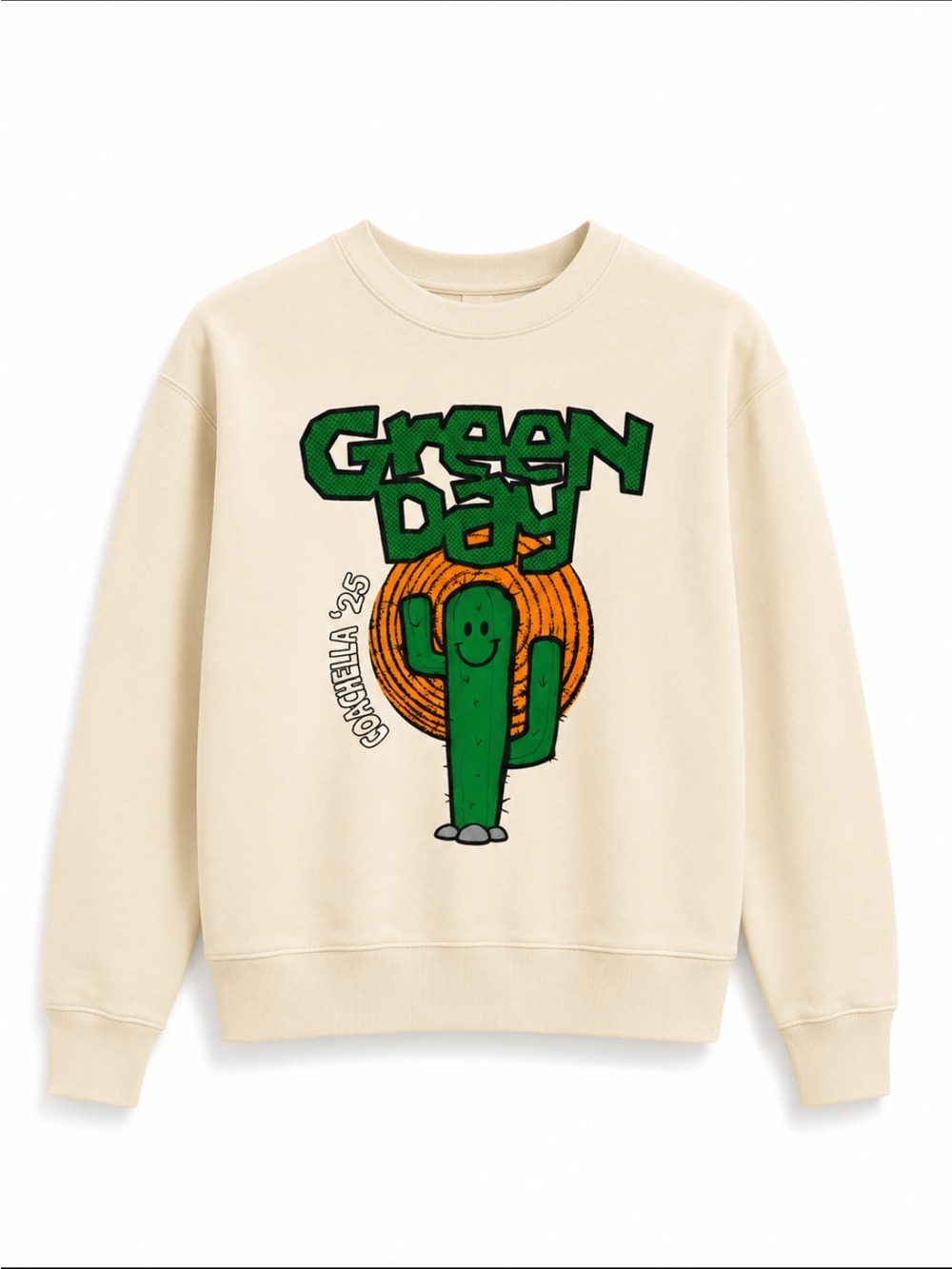 Green Day Coachella 2025 Festival Exclusive Sweatshirt In Cream Small Like New!